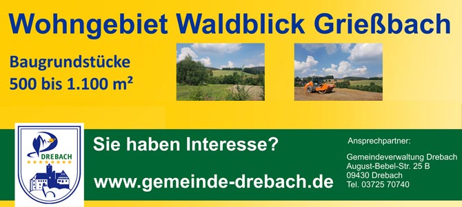 Freie Bauplätze im Wohngebiet “Waldblick” in Grießbach